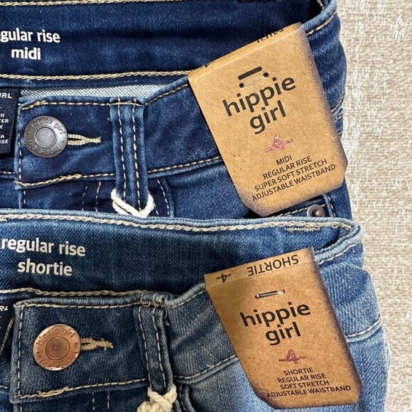 Hippie Girl Size 4 Snap Button Stretch Adjustable Waist Jean Shorts 2-Pairs ~NWT - Picture 5 of 7